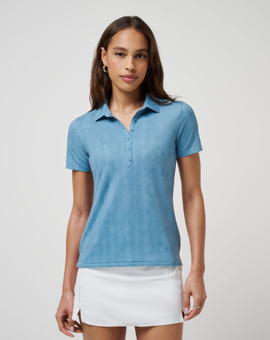 TravisMathew | Featherweight Active Printed Polo - Smoke Blue Multi