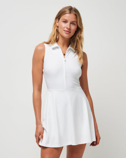 TravisMathew | Moveknit Sleeveless Polo Dress - White