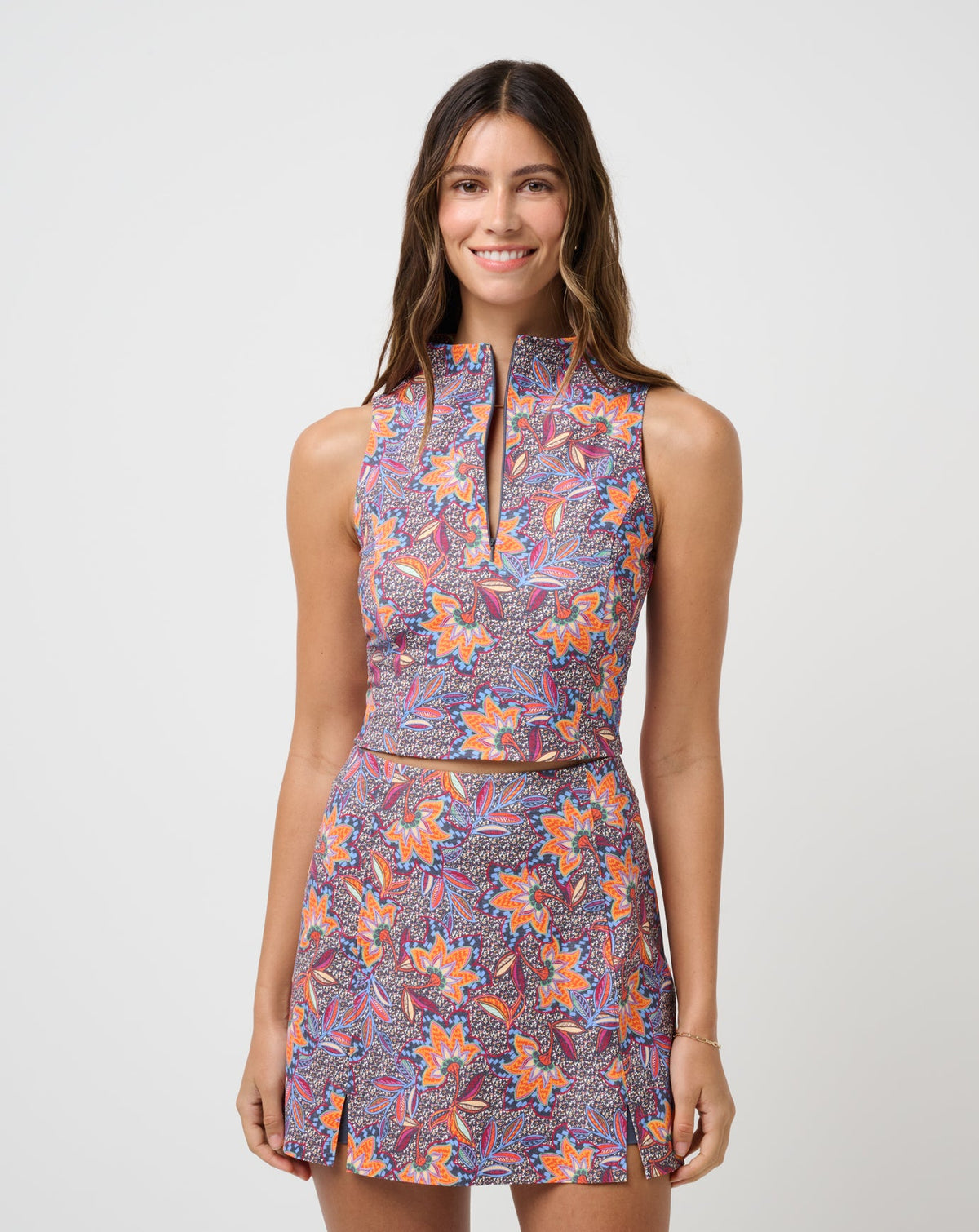 TravisMathew | Sunfire Zip Tank - Persian Red Multi
