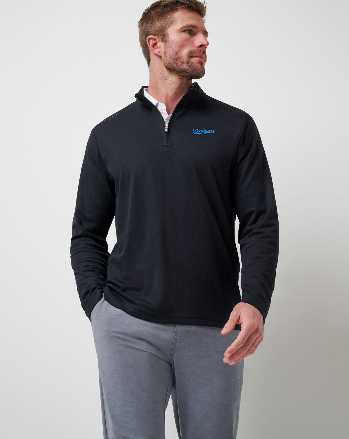 TravisMathew | Los Angeles Dodgers Time To Tailgate Quarter Zip - Black