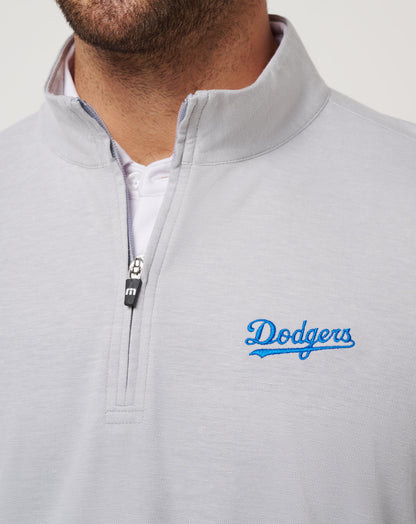 TravisMathew | Los Angeles Dodgers Time To Tailgate Quarter Zip - Heather Grey