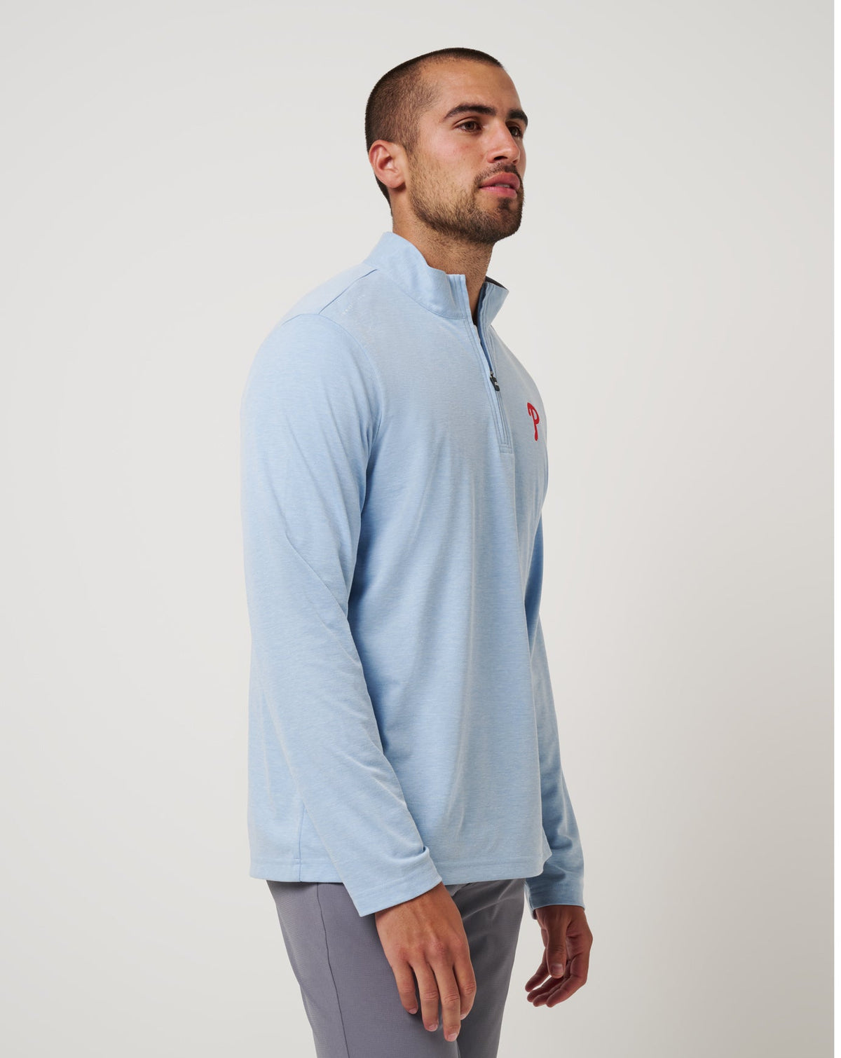 TravisMathew | Philadelphia Phillies Time To Tailgate Quarter Zip - Heather Blue