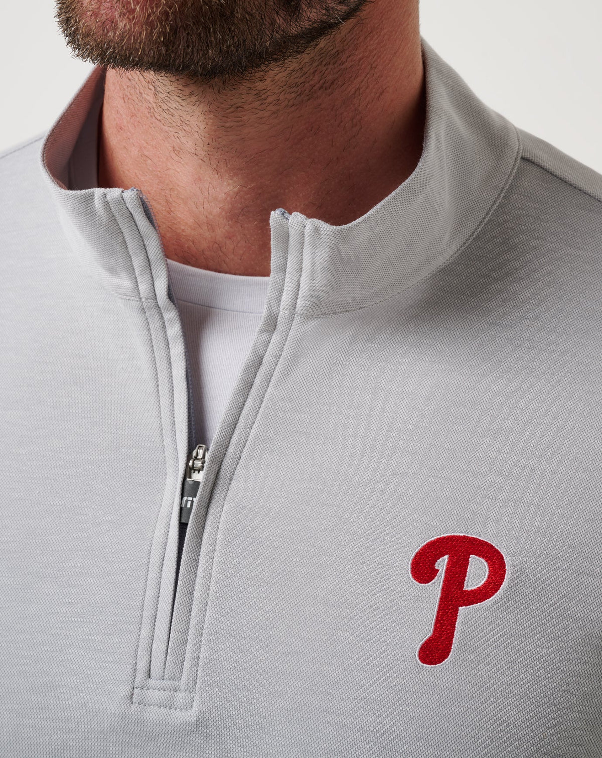 TravisMathew | Philadelphia Phillies Time To Tailgate Quarter Zip - Heather Grey