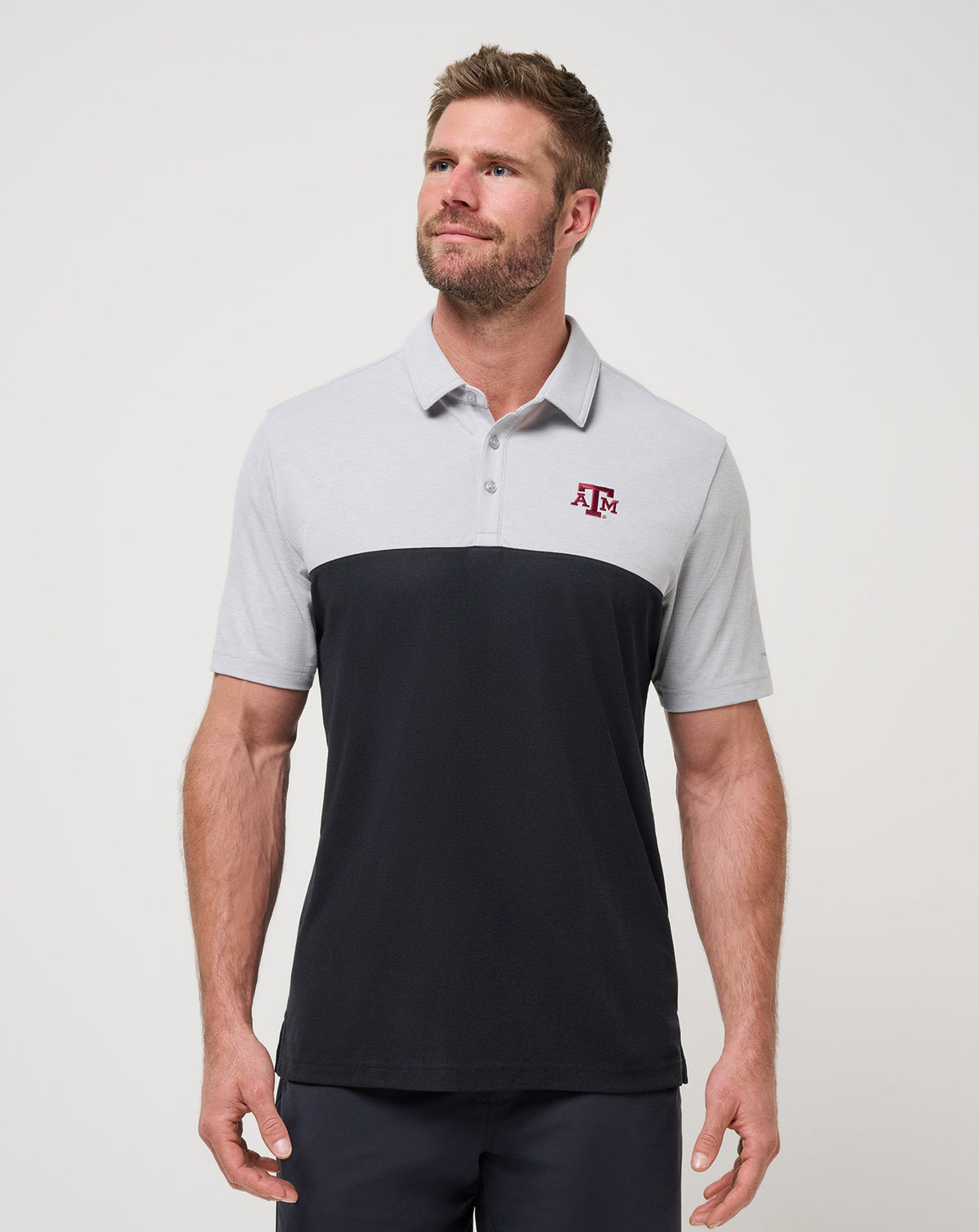 TravisMathew | Texas A&M Drop Back Polo - Heather Grey/Black