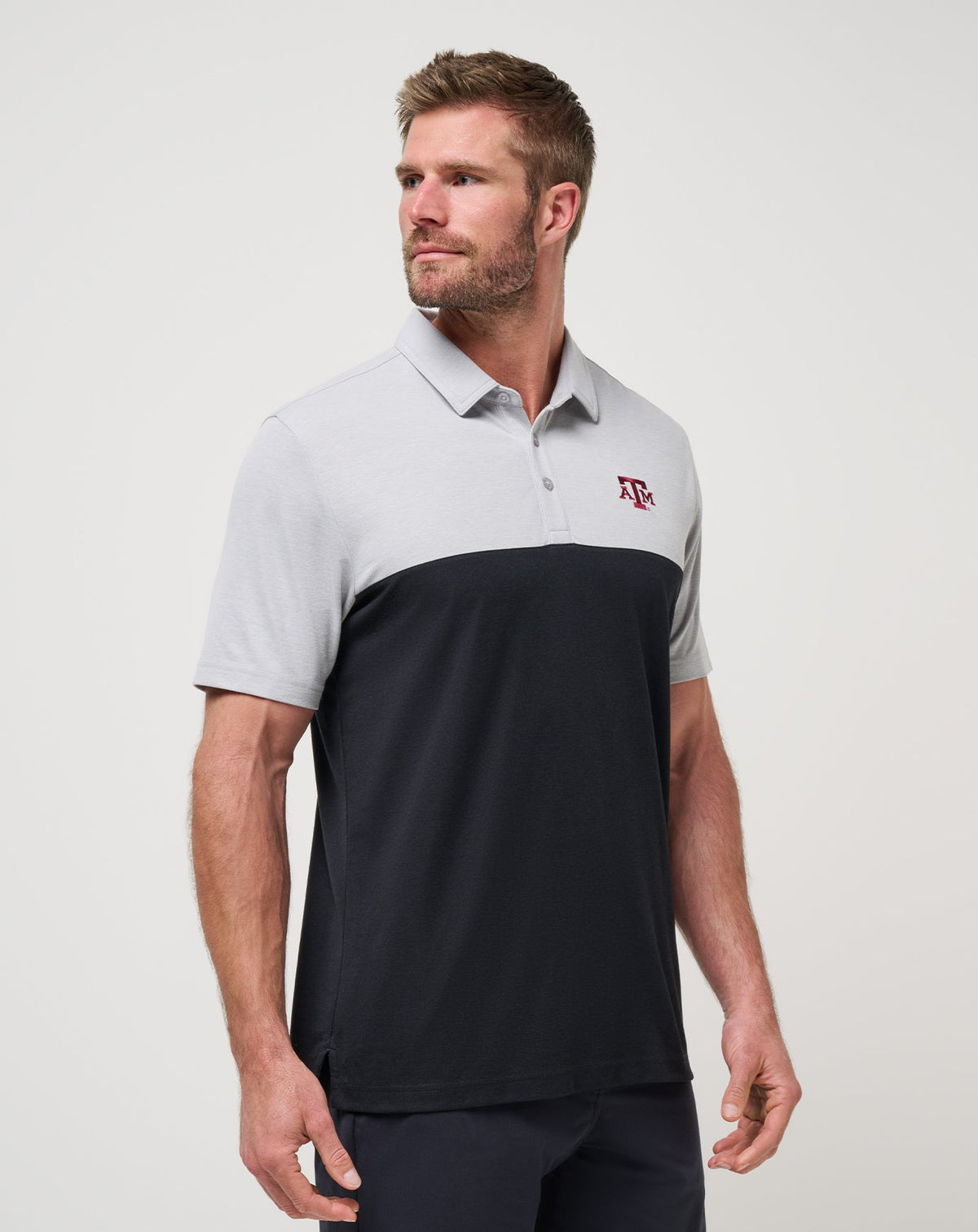 TravisMathew | Texas A&M Drop Back Polo - Heather Grey/Black