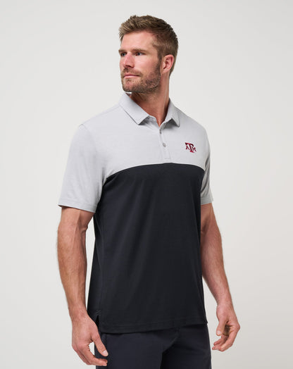 TravisMathew | Texas A&M Drop Back Polo - Heather Grey/Black