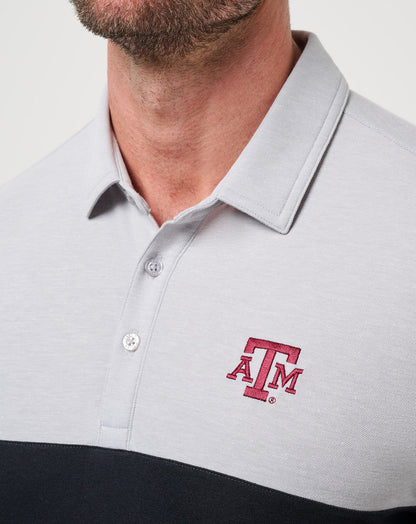 TravisMathew | Texas A&M Drop Back Polo - Heather Grey/Black