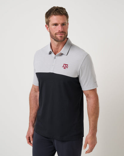 TravisMathew | Texas A&M Drop Back Polo - Heather Grey/Black