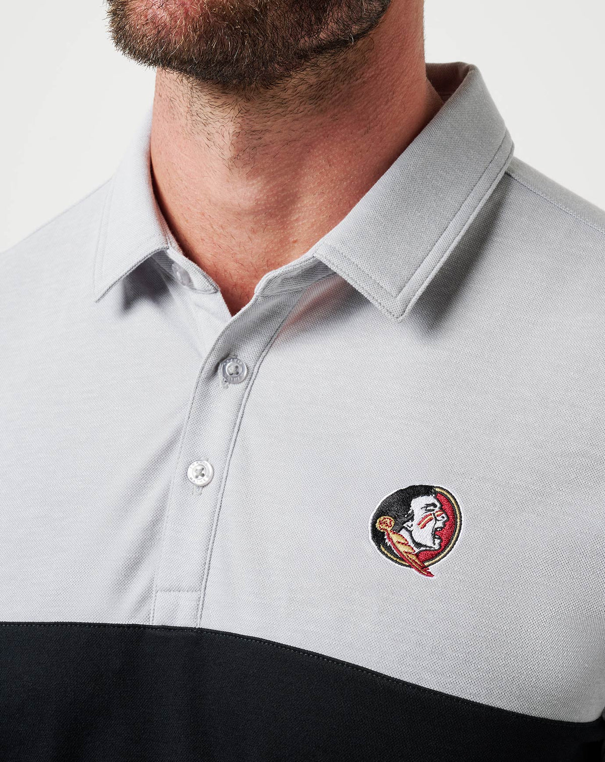 TravisMathew | FSU Drop Back Polo - Heather Grey/Black
