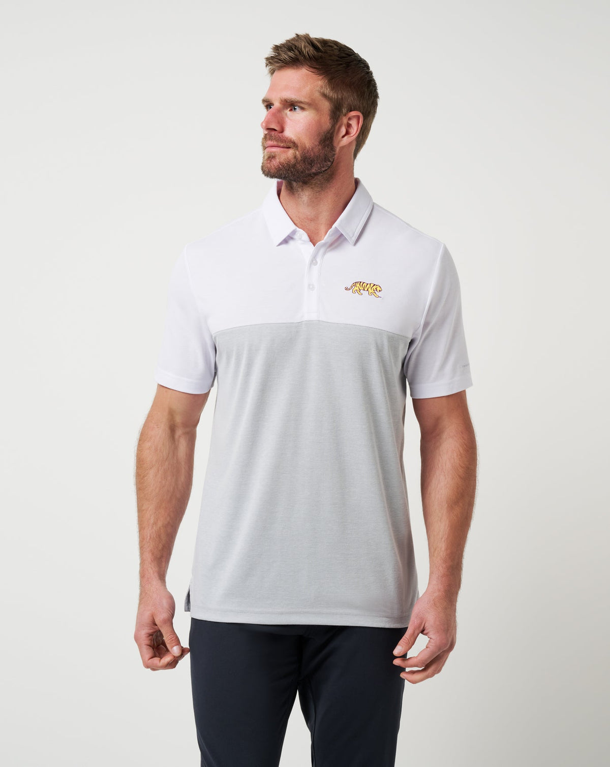 TravisMathew | LSU Drop Back Polo - White/Heather Grey