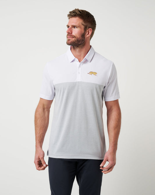 TravisMathew | LSU Drop Back Polo - White/Heather Grey
