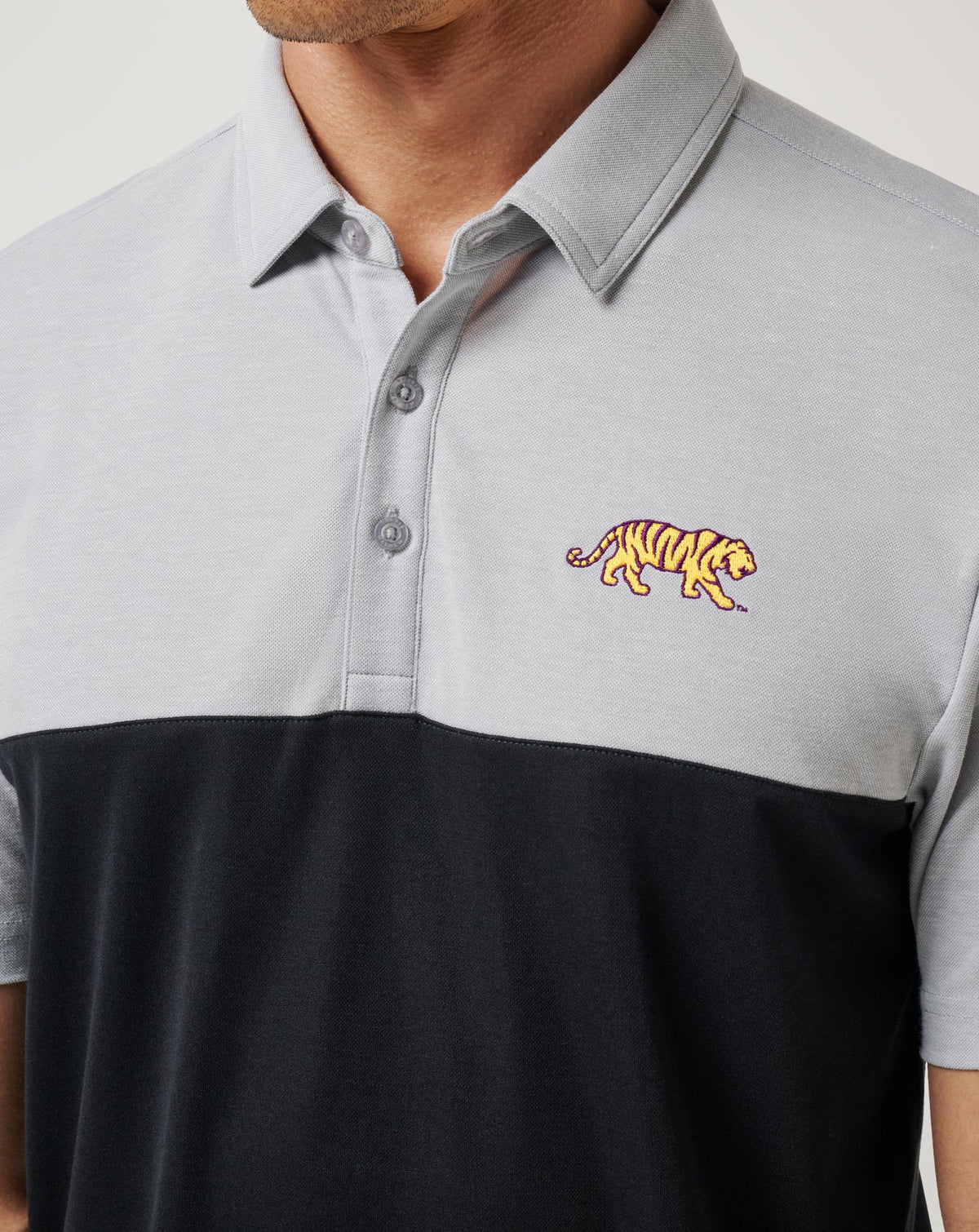 TravisMathew | LSU Drop Back Polo - Heather Grey/Black