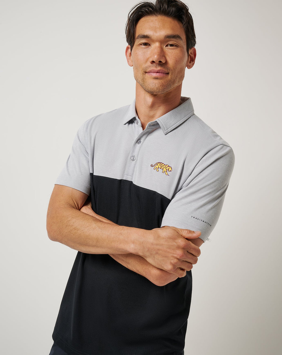 TravisMathew | LSU Drop Back Polo - Heather Grey/Black