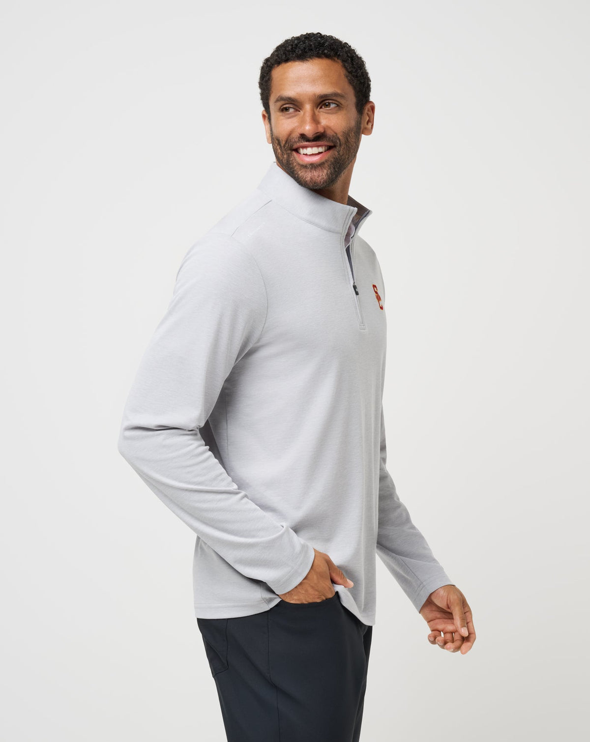 TravisMathew | USC Time To Tailgate Quarter Zip - Heather Grey