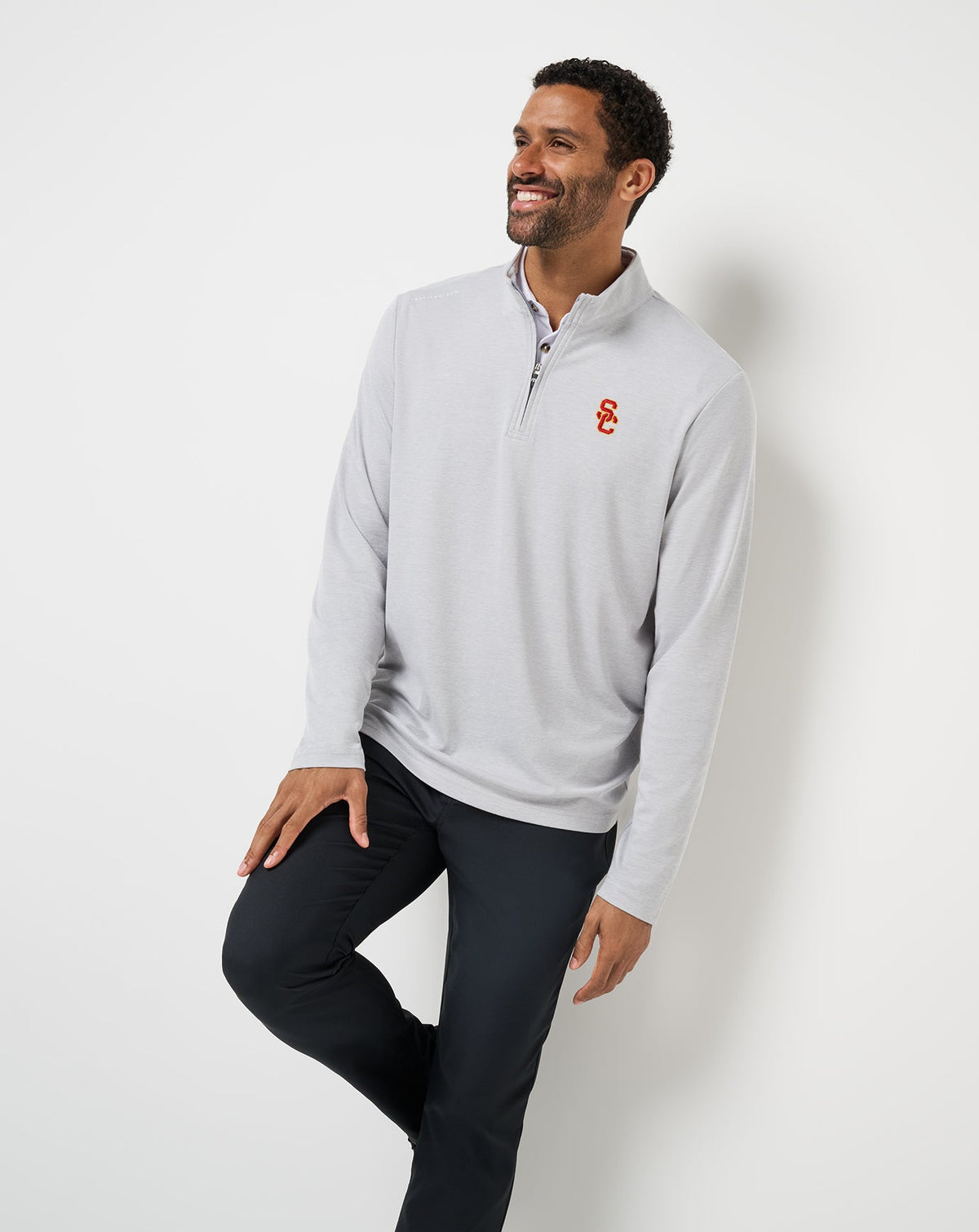 TravisMathew | USC Time To Tailgate Quarter Zip - Heather Grey