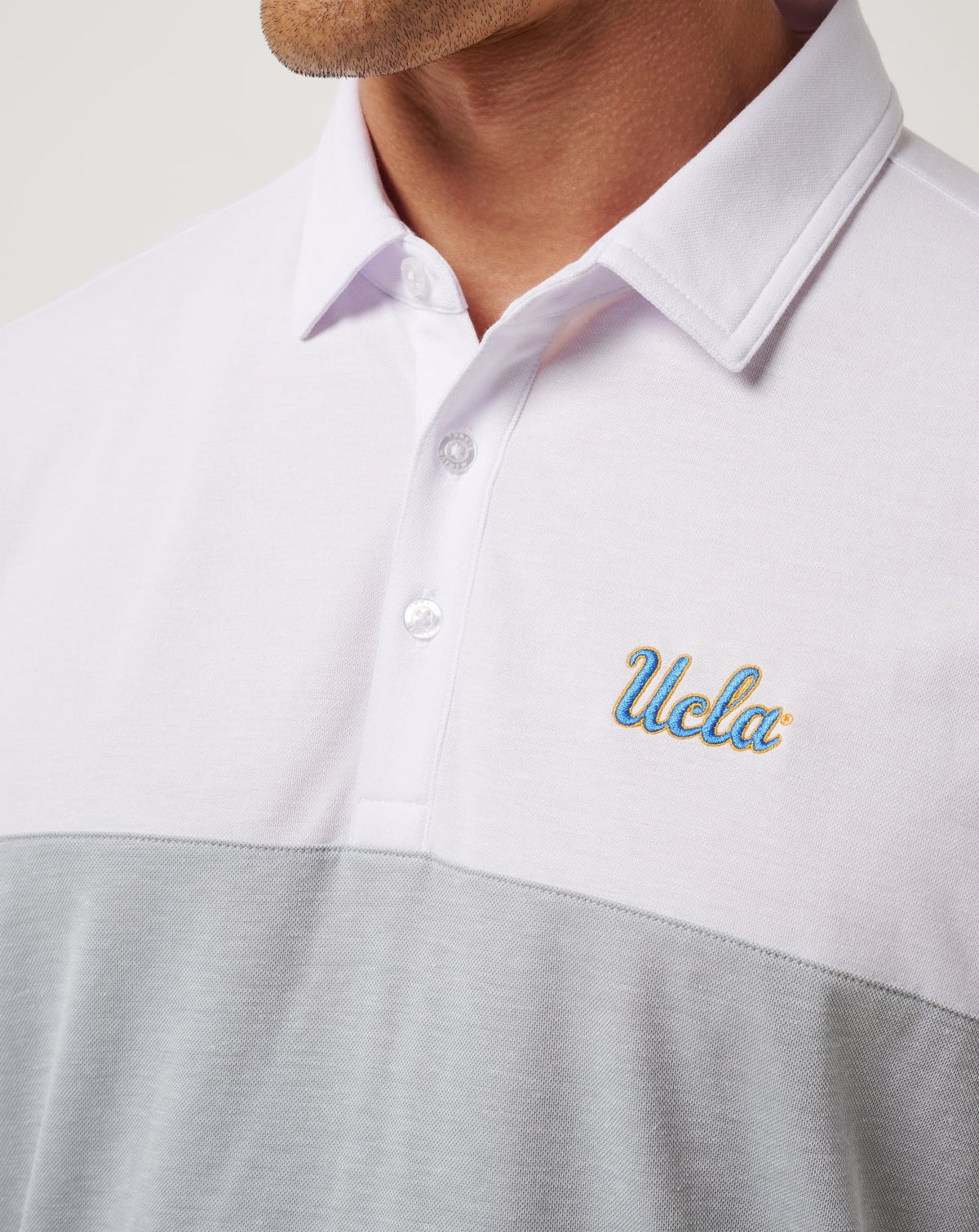 TravisMathew | UCLA Drop Back Polo - White/Heather Grey