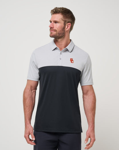 TravisMathew | USC Drop Back Polo - Heather Grey/Black