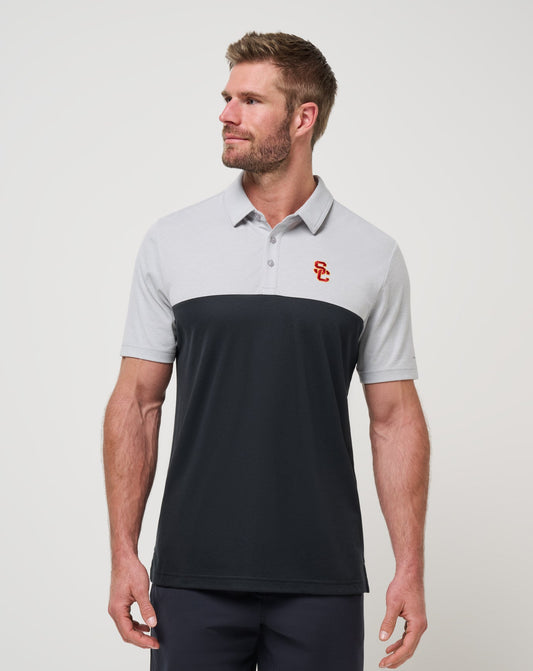 TravisMathew | USC Drop Back Polo - Heather Grey/Black