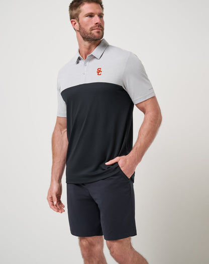 TravisMathew | USC Drop Back Polo - Heather Grey/Black
