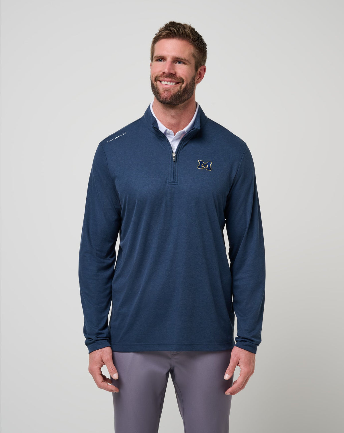 TravisMathew | Michigan Time To Tailgate Quarter Zip - Navy