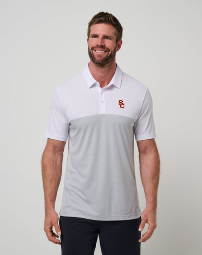 TravisMathew | USC Drop Back Polo - White/Heather Grey