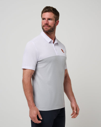 TravisMathew | USC Drop Back Polo - White/Heather Grey