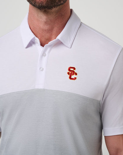 TravisMathew | USC Drop Back Polo - White/Heather Grey