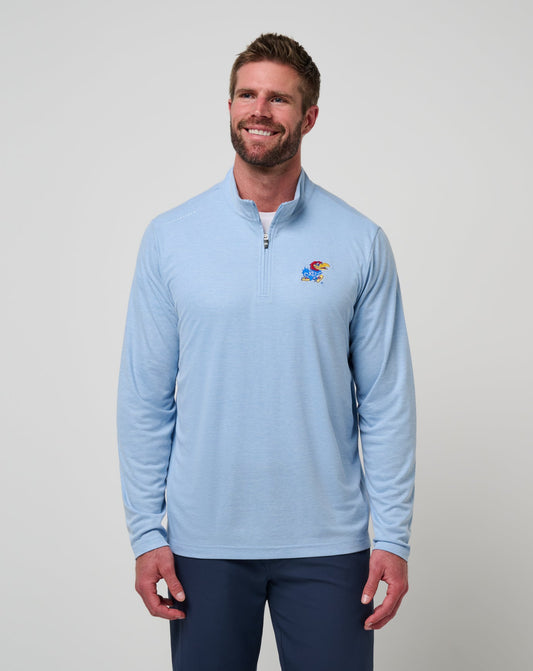 TravisMathew | Kansas Time To Tailgate Quarter Zip - Heather Blue