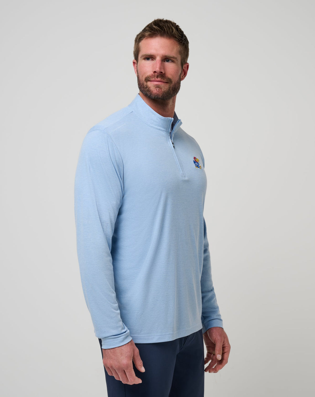 TravisMathew | Kansas Time To Tailgate Quarter Zip - Heather Blue