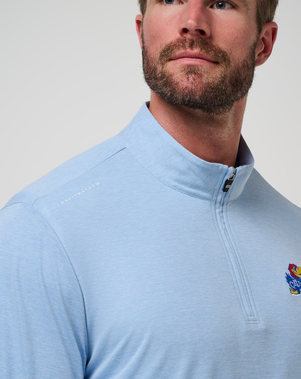 TravisMathew | Kansas Time To Tailgate Quarter Zip - Heather Blue