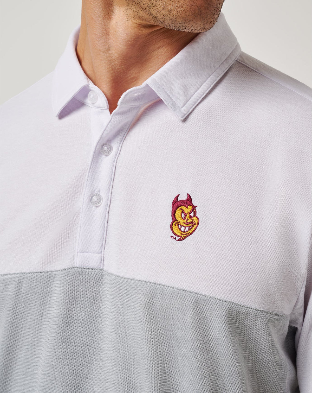 TravisMathew | ASU Drop Back Polo - White/Heather Grey