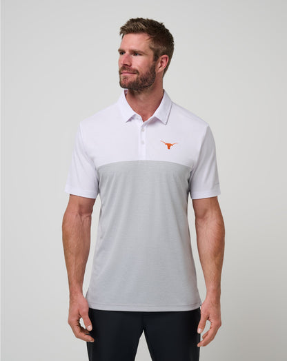 TravisMathew | UT Austin Drop Back Polo - White/Heather Grey