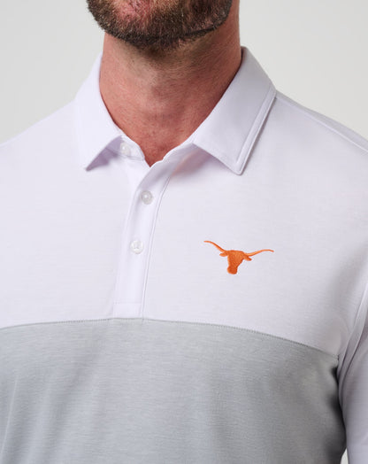 TravisMathew | UT Austin Drop Back Polo - White/Heather Grey