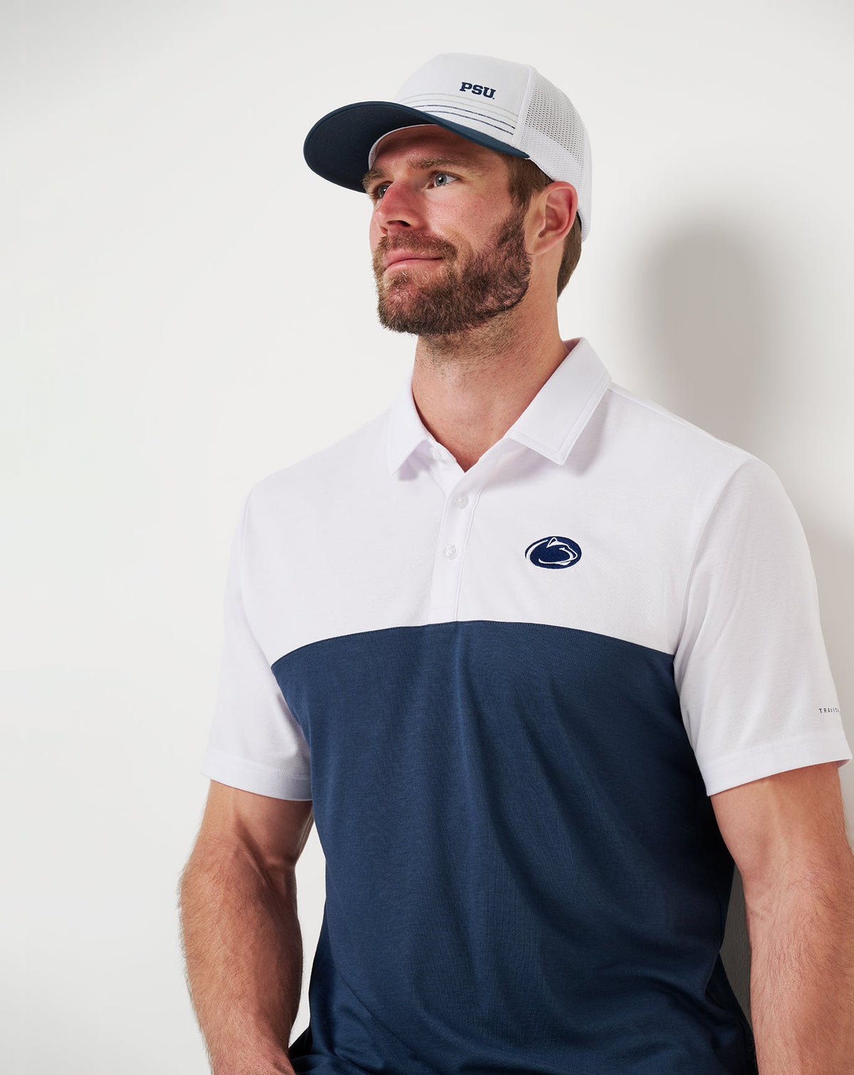 TravisMathew | PSU Drop Back Polo - White/Navy